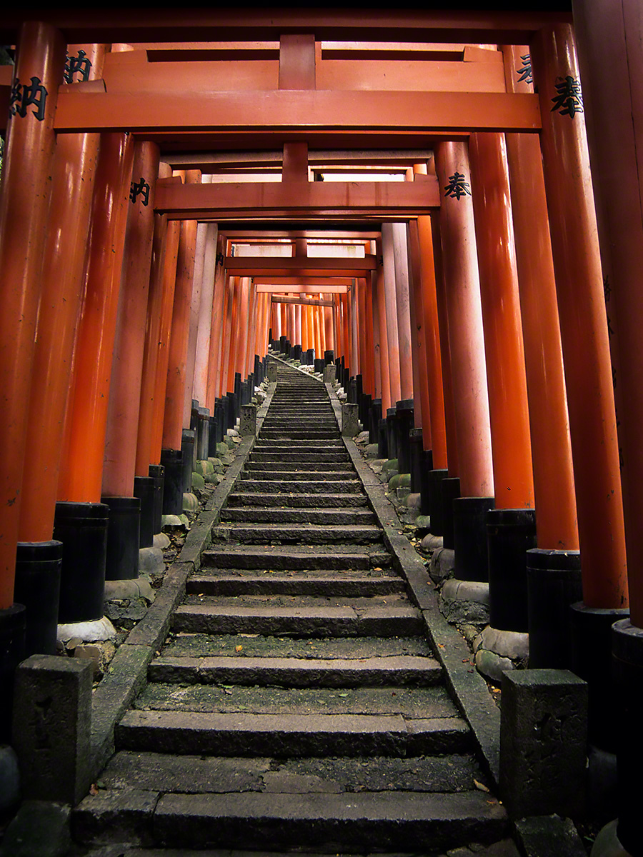 Scenery Photo 赤い鳥居の続く階段の参道 風景写真素材 壁紙の